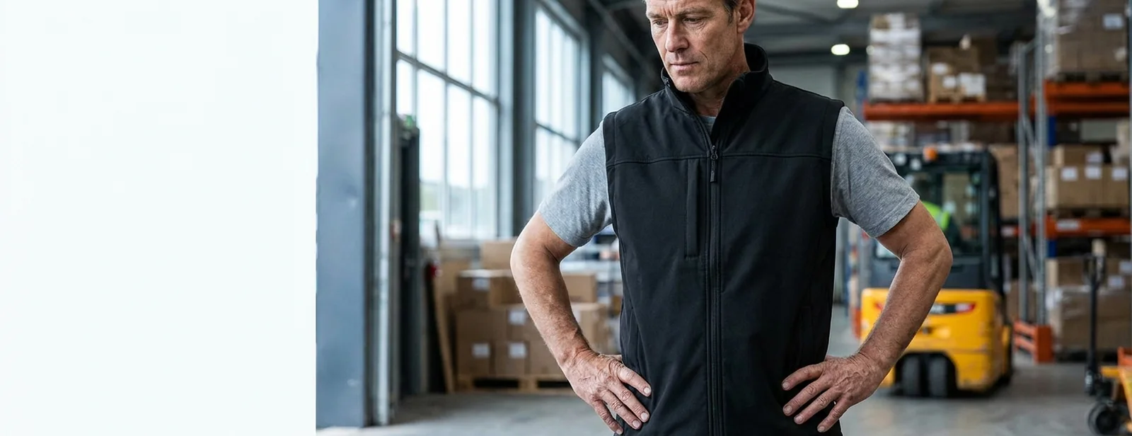 Lojistik softshell iş yeleği — depo ve sevkiyat için su itici dayanıklı model