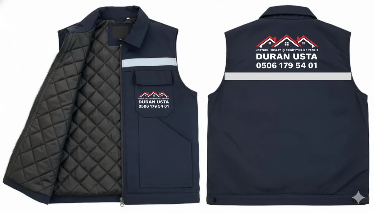 Lacivert Gabardin Dayanıklı İş Yeleği — İlke Tekstil İmalatı üretici firması İlke Tekstil Denizli