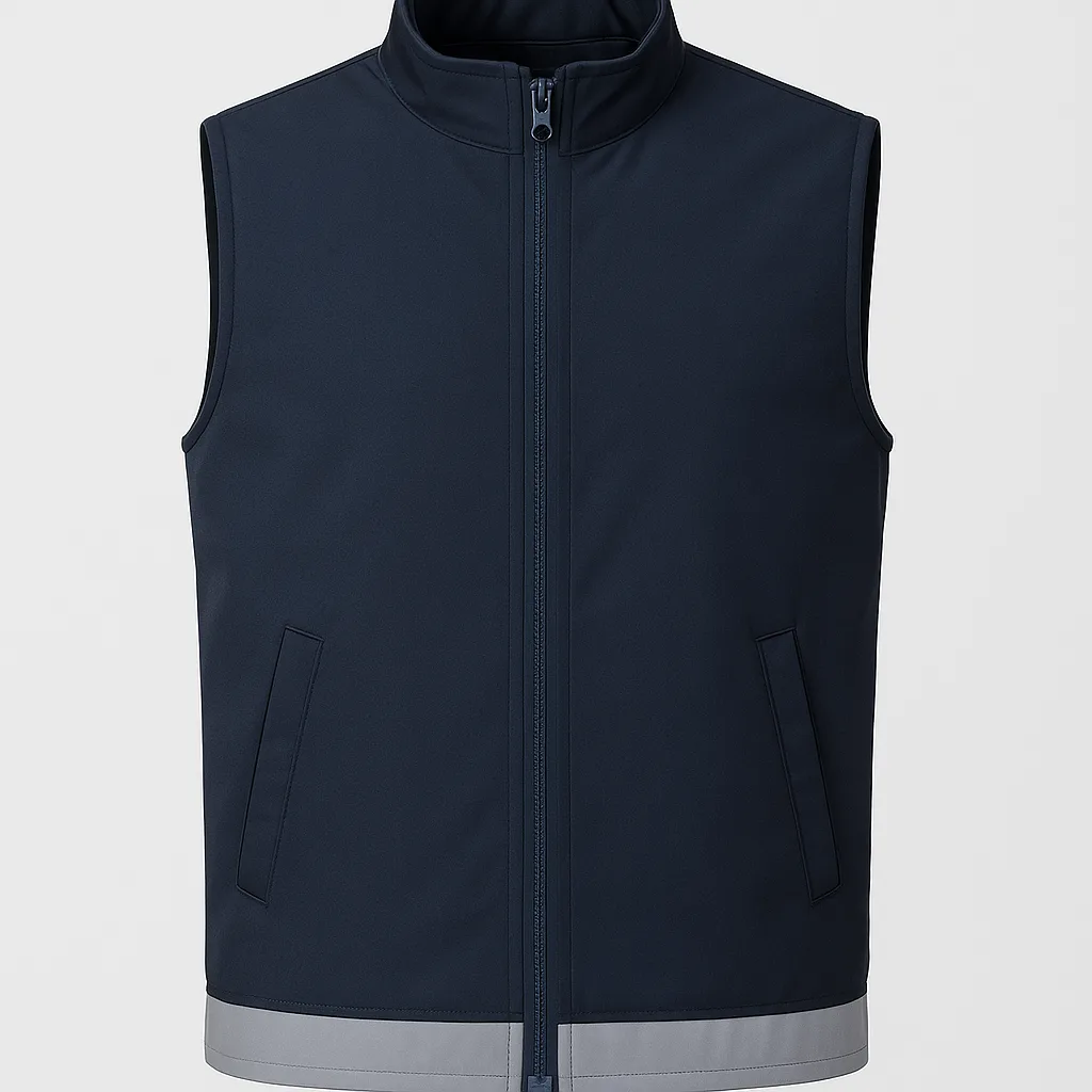 Lacivert softshell kurye yeleği — fermuarlı hafif model, İlketeks Denizli üretimi