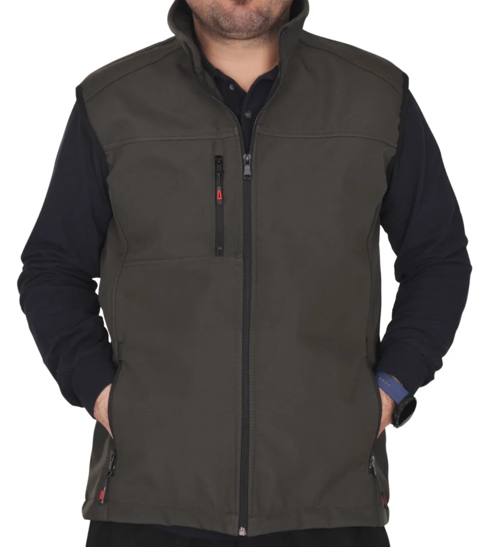Haki softshell rüzgar kesici kurye yeleği, İlketeks Denizli üretimi