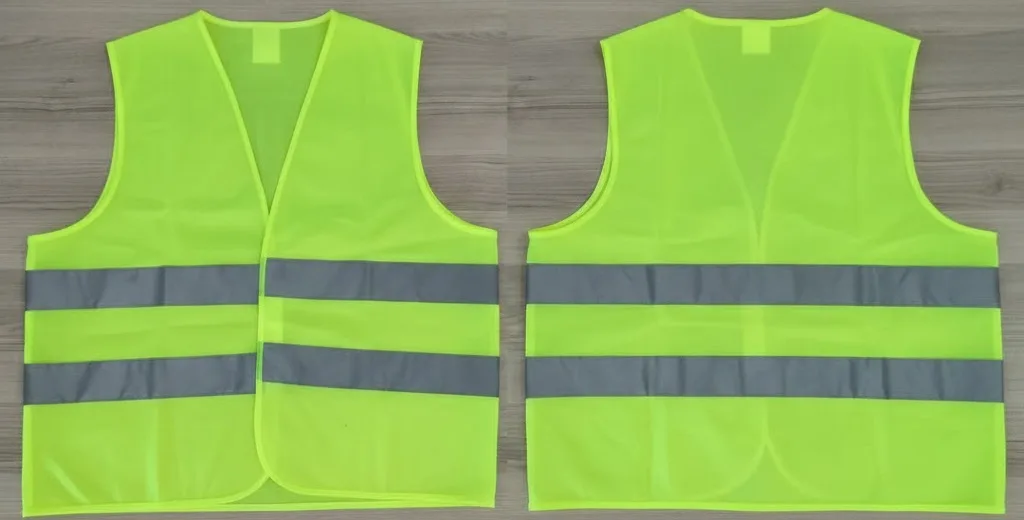 Yazlık İş Yeleği — neon yeşil file yelek — ön ve arka, İlketeks Denizli üretimi